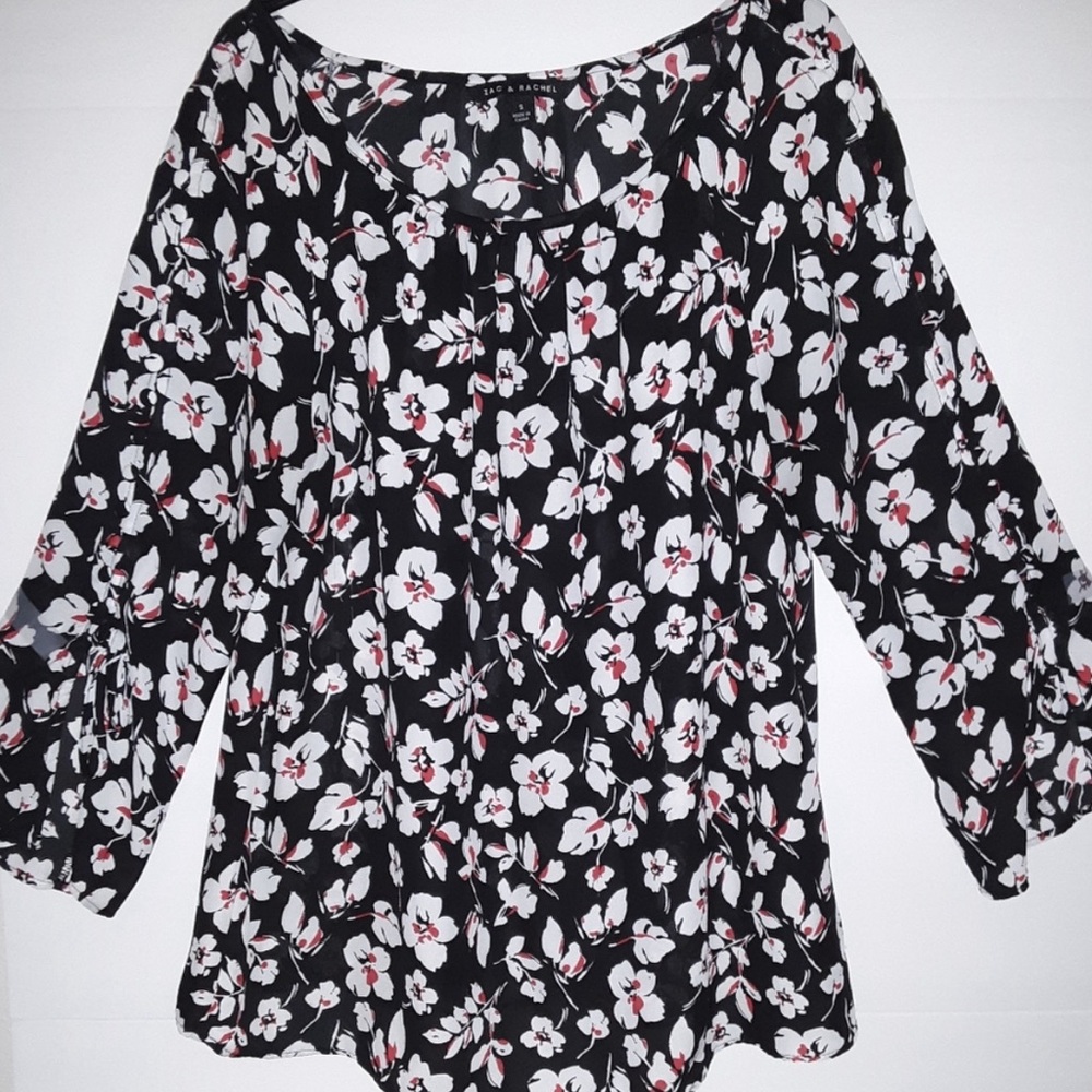 Zac & Rachel black/red floral blouse‎ size Small